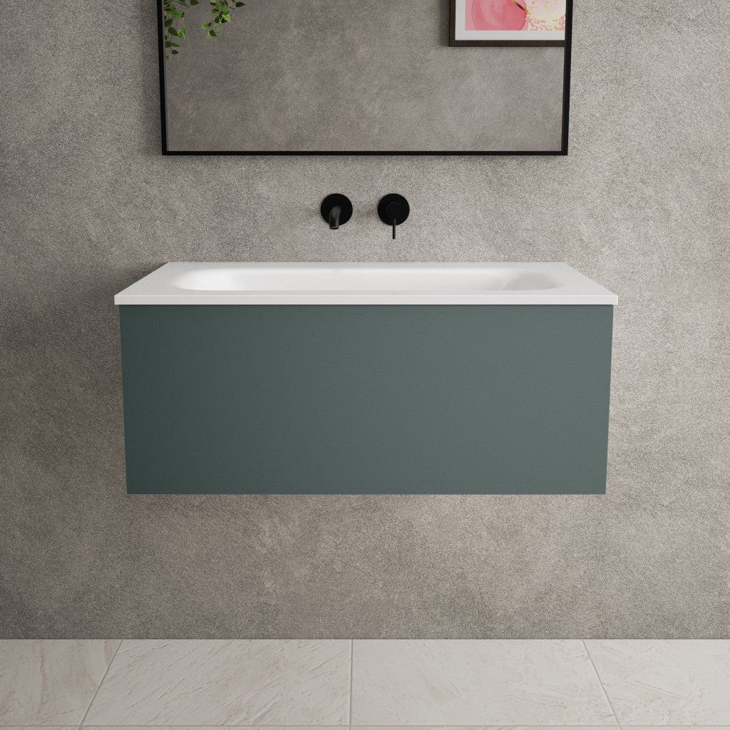 Raffinata One Drawer Vanity Unit Basin Matt Dark Green 800mm 34 St
