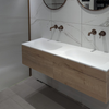 Raffinata Two Drawer Vanity Unit With Beyondstone Double Basin - Oak 1400mm [Showroom image] image