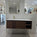 Scanalato Single Drawer Vanity Unit With Open Storage Space And Left hand Beyondstone Basin - Walnut 1200mm