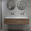 Raffinata Two Drawer Vanity Unit With Beyondstone Double Basin - Oak 1400mm [Showroom image] image