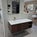 Single Drawer Walnut Vanity Unit & Basin 1200mm - Scanalato