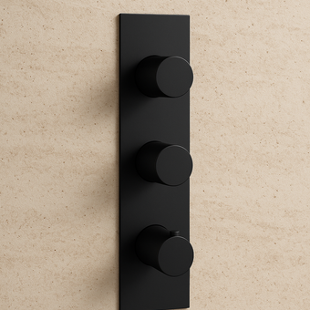 Tech Portrait 3 Handle 2 Outlet Thermostatic Trimset And Versobox - Matt Black