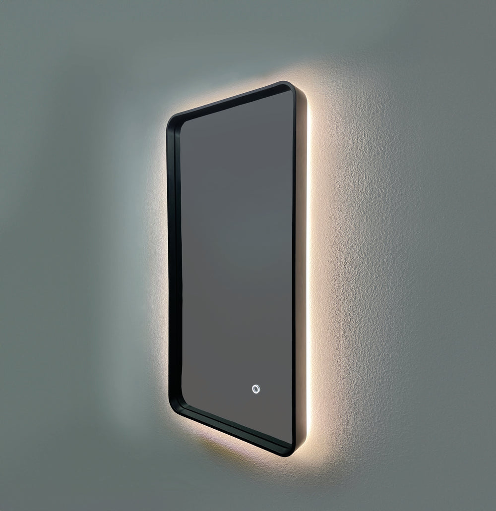 Primitivo Square Steam Free Mirror with LED - Matt Black 750x900mm