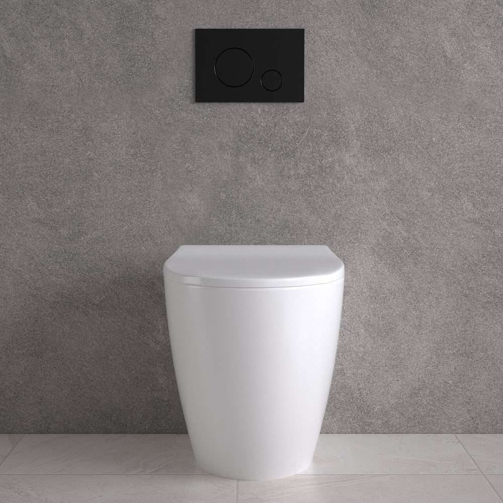Primo Dolce Back To Wall Rimless Toilet With Concealed Cistern Frame & Matt Black Flush Plate