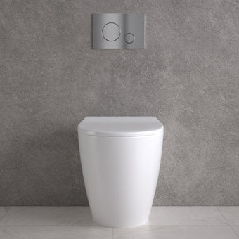 Primo Dolce Back To Wall Rimless Toilet With Concealed Cistern Frame & Chrome Effect Flush Plate