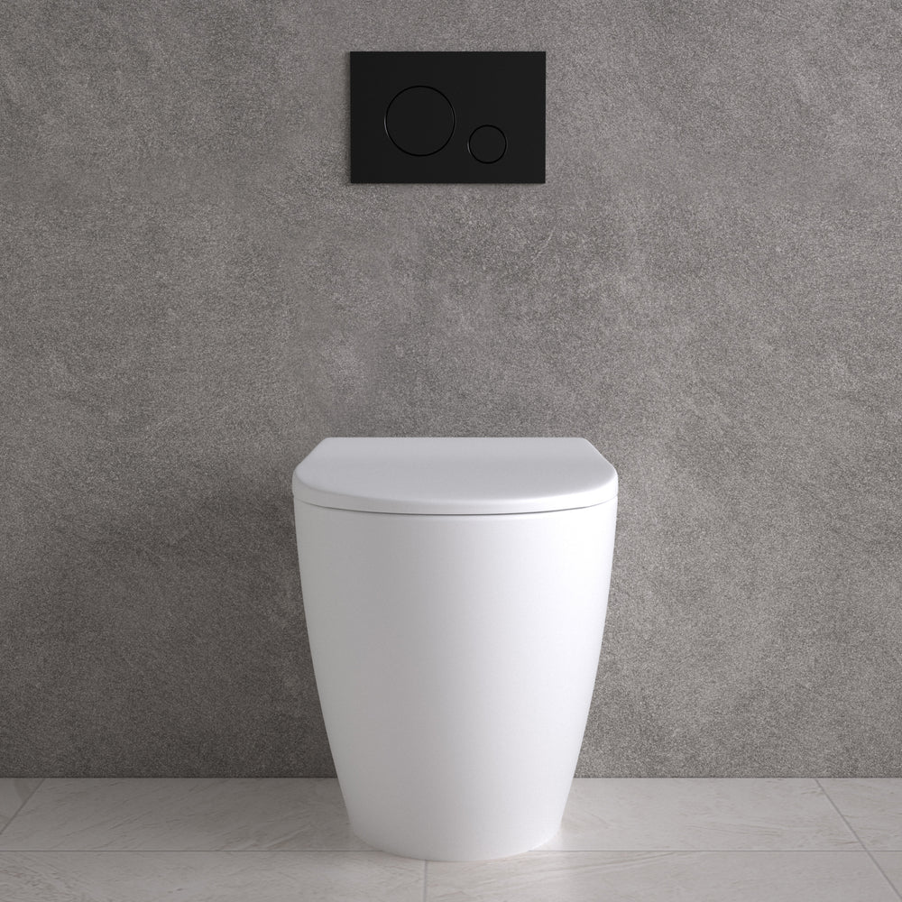Primo Dolce Back To Wall Rimless Toilet With Concealed Cistern Frame & Matt Black Flush Plate