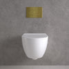 Primo Dolce Wall Hung Spiralflush Toilet, Concealed Frame Cistern And Brushed Brass Effect Flush Plate
