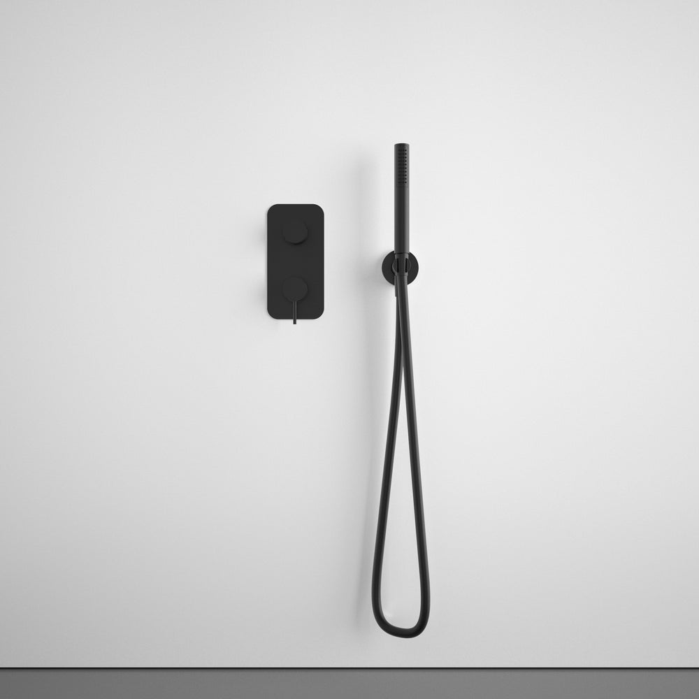 Wall Mounted Bath Mixer Tap Complete with Overflow Filler & Shower Kit - Matt Black