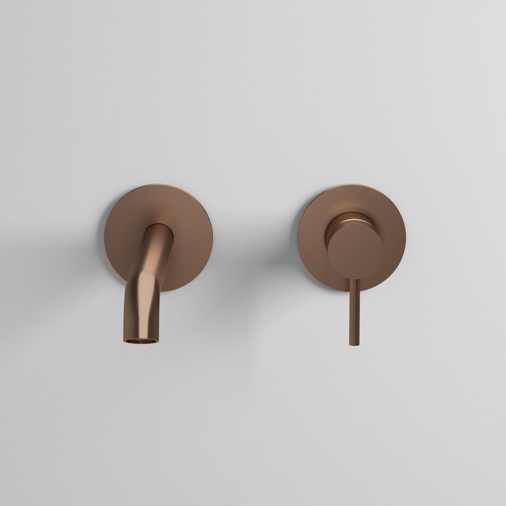 Brushed Copper Wall Mounted Mixer Basin Tap