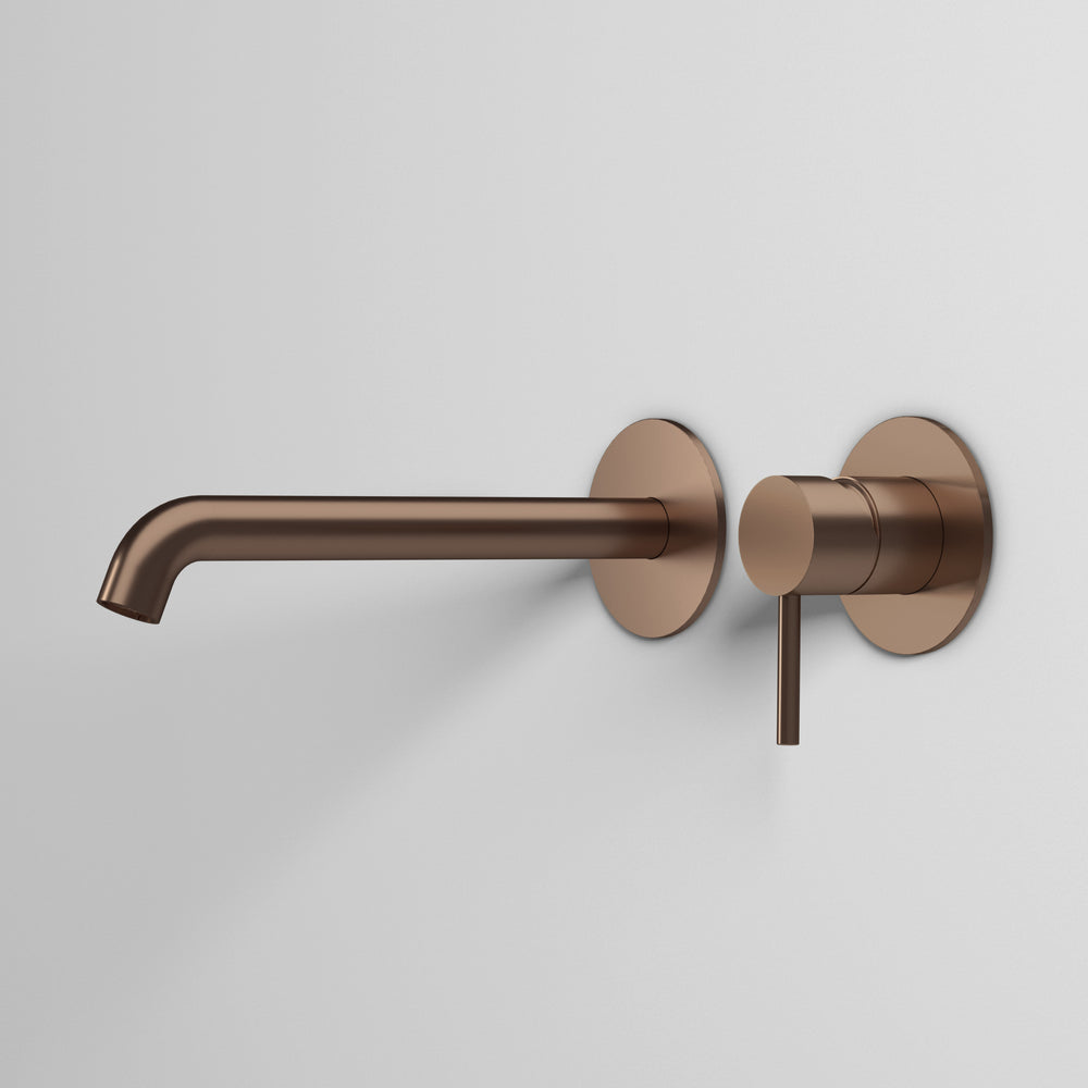Brushed Copper Wall Mounted Mixer Basin Tap