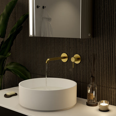 Brushed Brass Wall Mounted Mixer Basin Tap