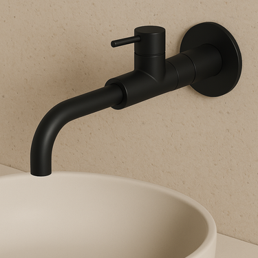 Elle Monobloc Wall Mounted Basin Mixer 1 Hole Tap - Matt Black