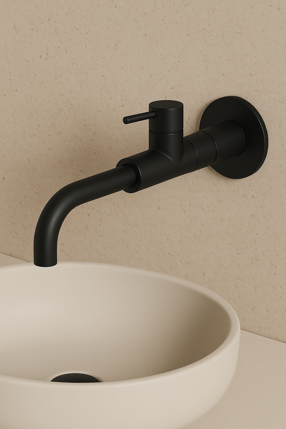 Elle Monobloc Wall Mounted Basin Mixer 1 Hole Tap - Matt Black