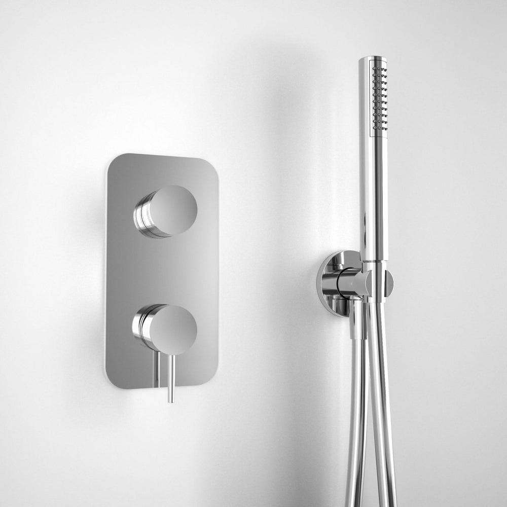 Wall Mounted Bath Mixer Tap Complete with Overflow Filler & Shower Kit - Chrome