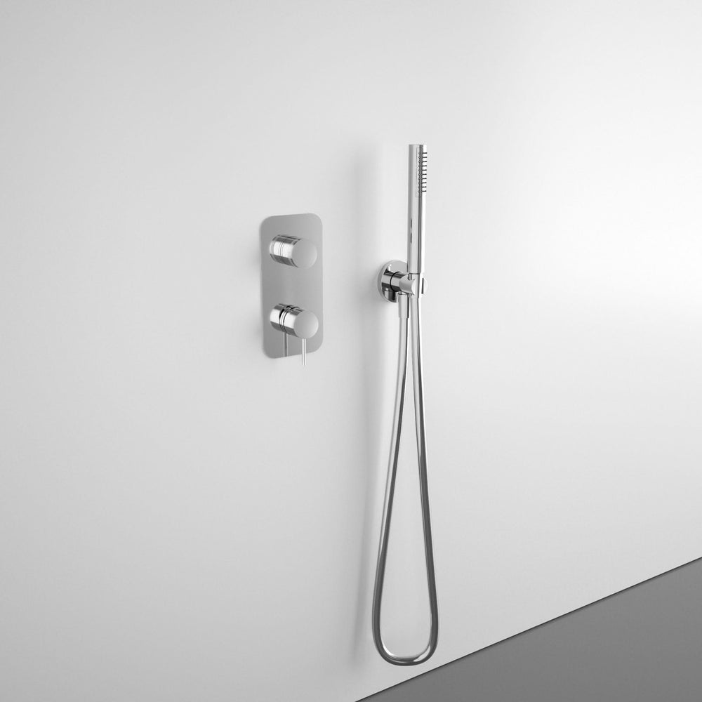Wall Mounted Bath Mixer Tap Complete with Overflow Filler & Shower Kit - Chrome