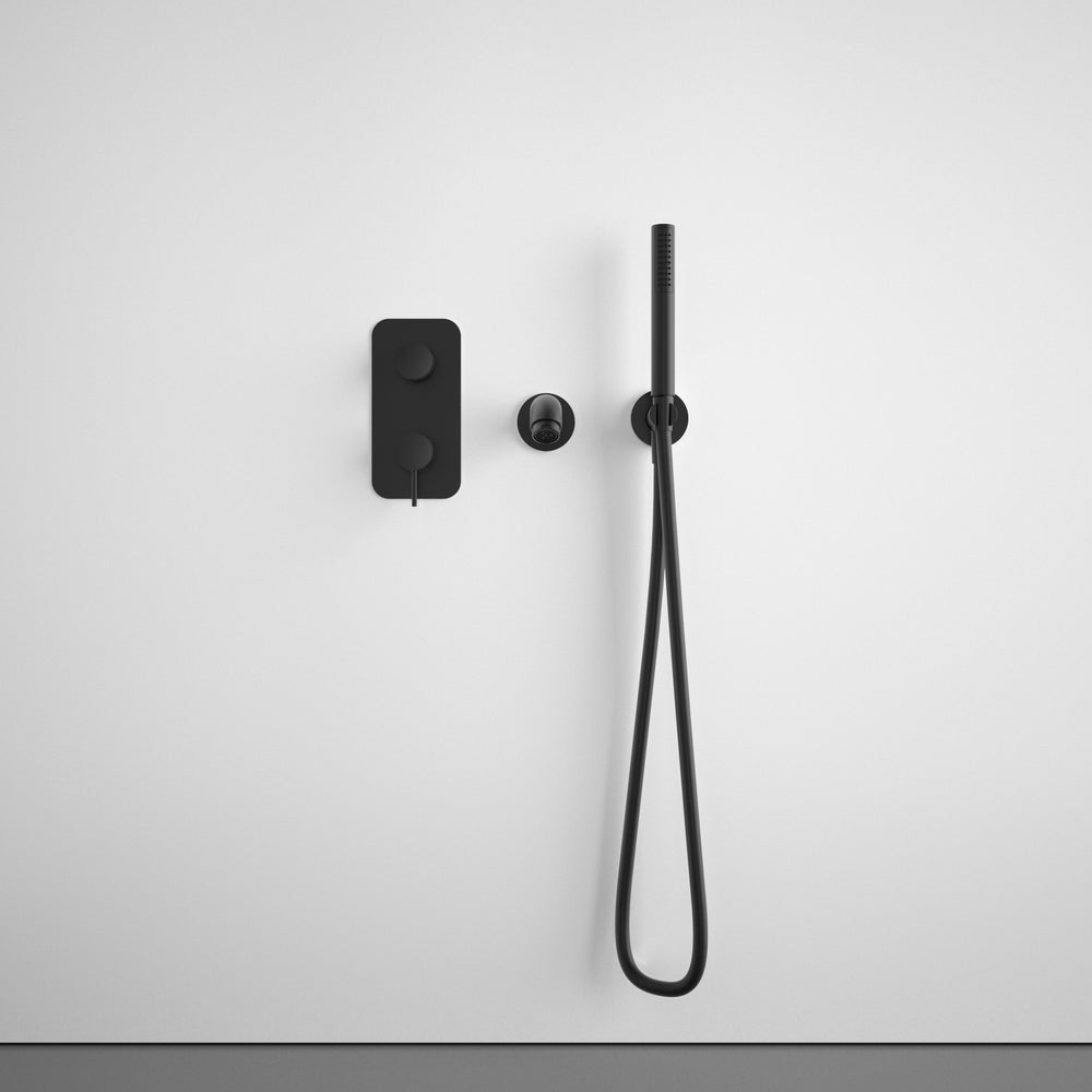 Wall Mounted Bath Mixer Tap Complete with Spout & Shower Kit - Matt Black