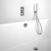 Wall Mounted Bath Mixer Tap Complete with Overflow Filler & Shower Kit - Chrome