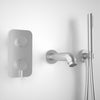 Wall Mounted Bath Mixer Tap Complete with Spout & Shower Kit - Brushed Steel