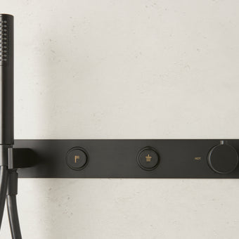 Laghi Universal 2 Outlet Push Button Thermostatic shower With Outlet Holder  - Matt Black