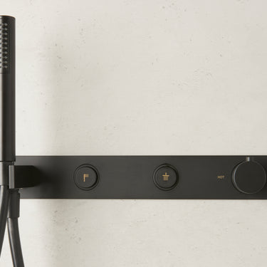 Laghi Universal 2 Outlet Push Button Thermostatic shower With Outlet Holder  - Matt Black