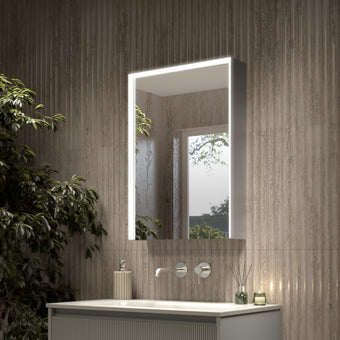 Fiano Steam-Free Modern Mirror Cabinet 500 x 700mm - Aluminium