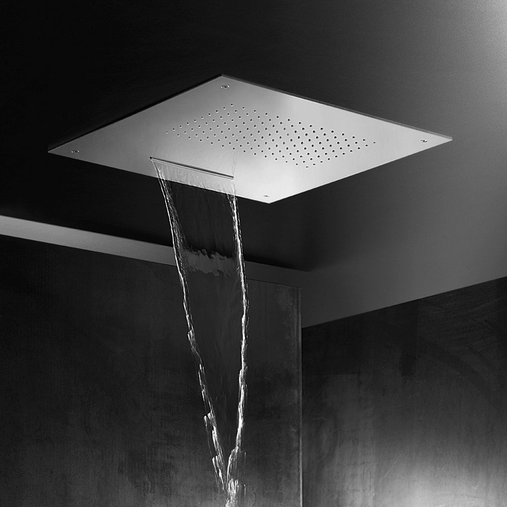 Three Way Thermostatic Shower Set With Handheld Shower And Two Function Ceiling Mounted Shower Head