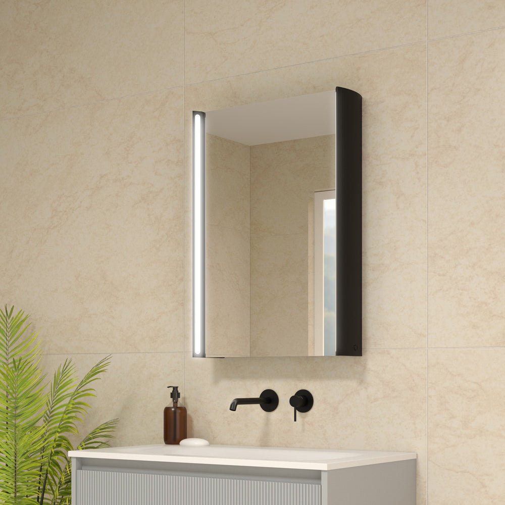 Corvina Modern Mirror Cabinet 500 x 700mm - Matt Black