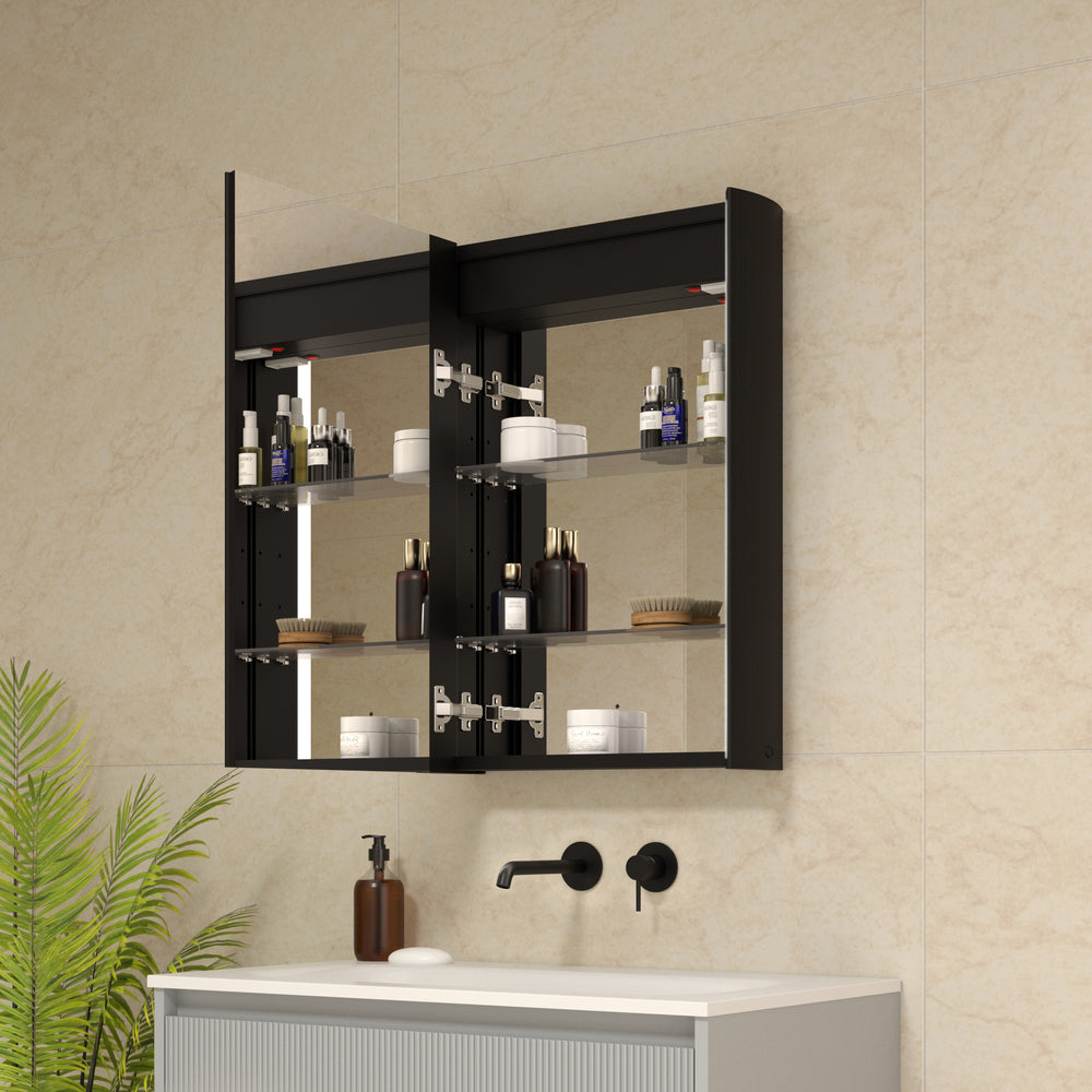 Corvina Modern Mirror Cabinet 500 x 700mm - Matt Black