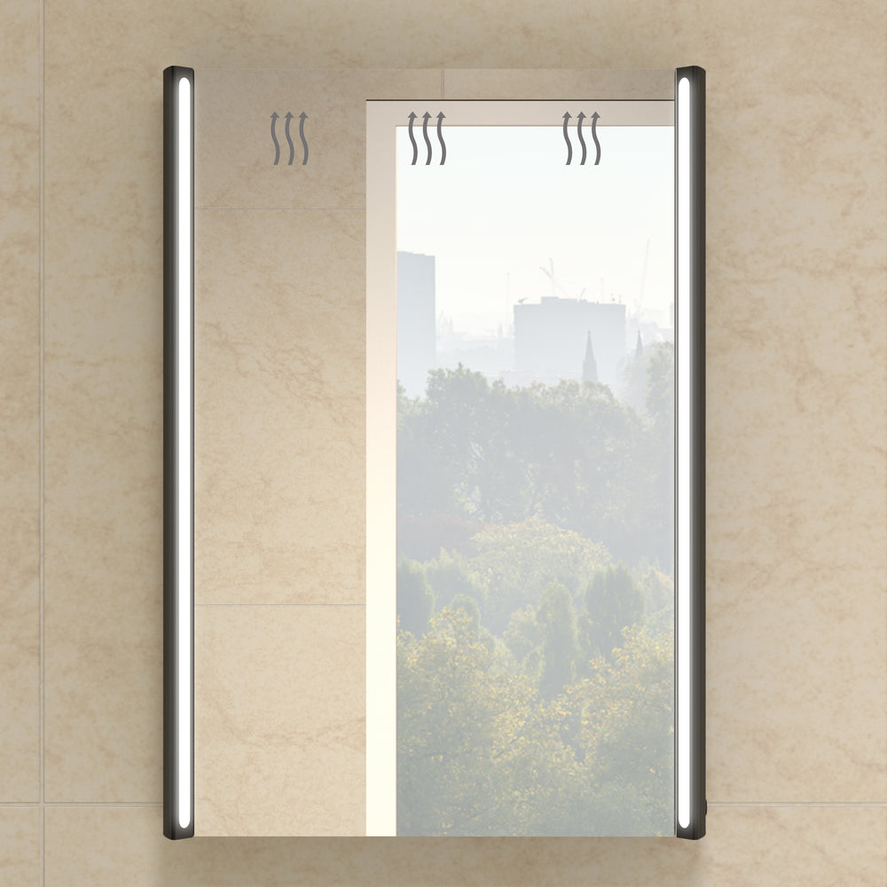 Corvina Modern Mirror Cabinet 500 x 700mm - Matt Black