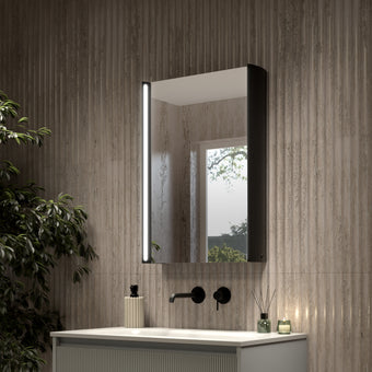 Corvina Modern Mirror Cabinet 500 x 700mm - Matt Black