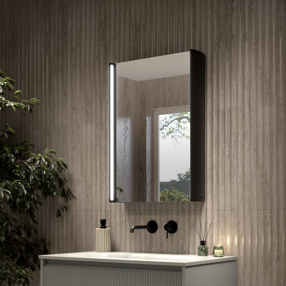 Corvina Modern Mirror Cabinet 500 x 700mm - Matt Black
