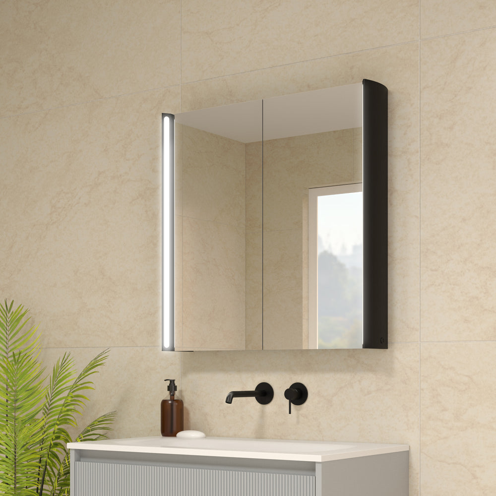 Corvina Modern Mirror Cabinet 700 x 700mm - Matt Black