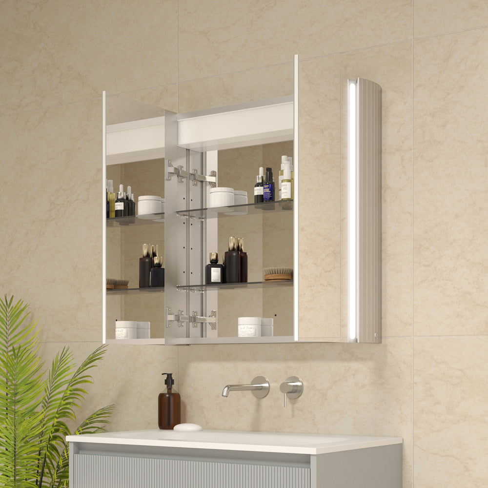 Corvina Modern Mirror Cabinet 700 x 700mm - Aluminium