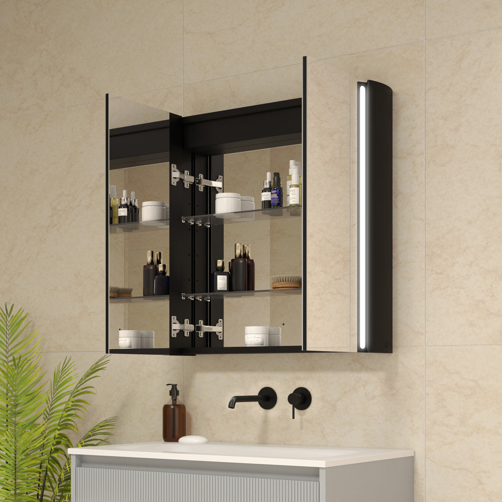Corvina Modern Mirror Cabinet 700 x 700mm - Matt Black