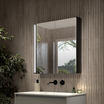 Corvina Modern Mirror Cabinet 700 x 700mm - Matt Black