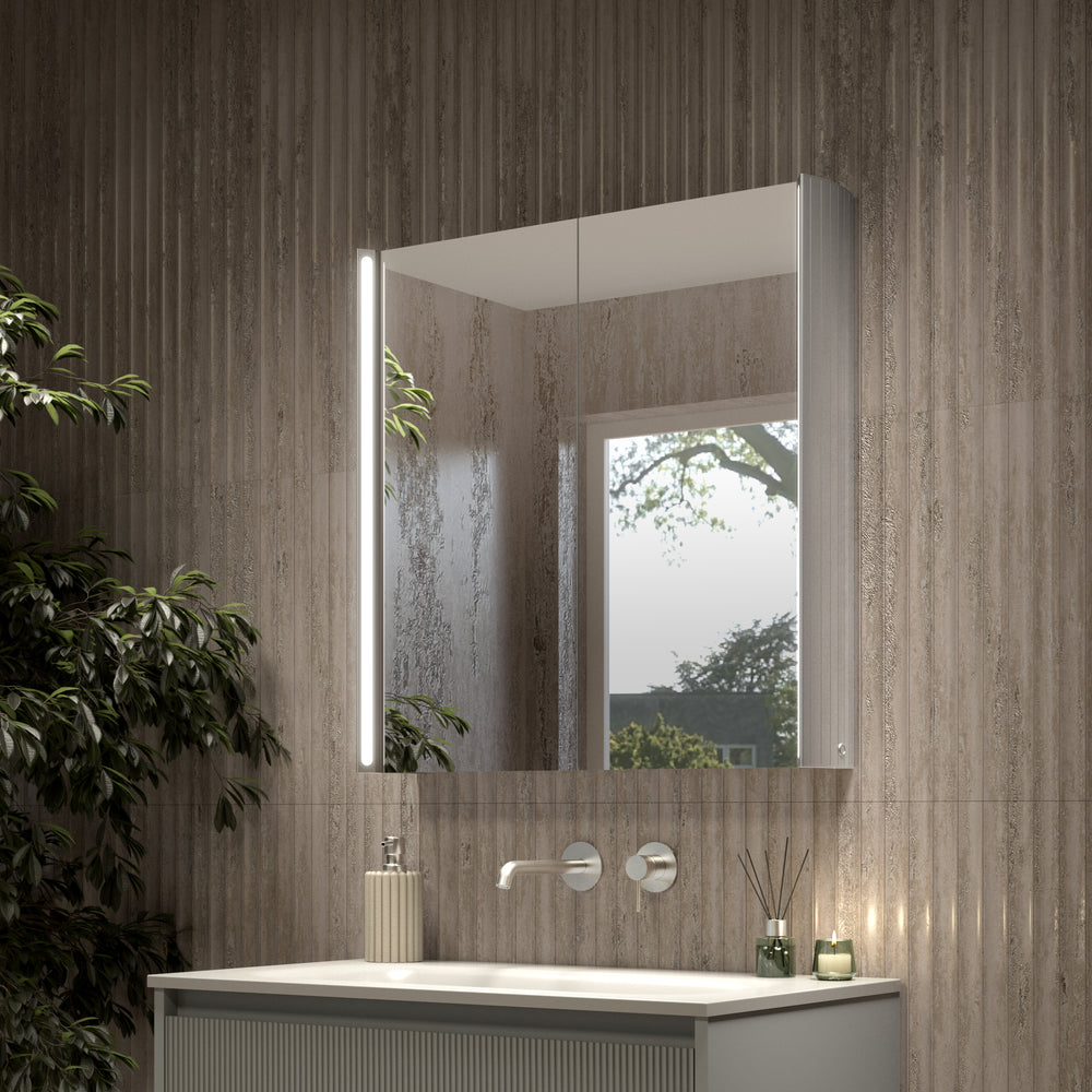 Corvina Modern Mirror Cabinet 700 x 700mm - Aluminium