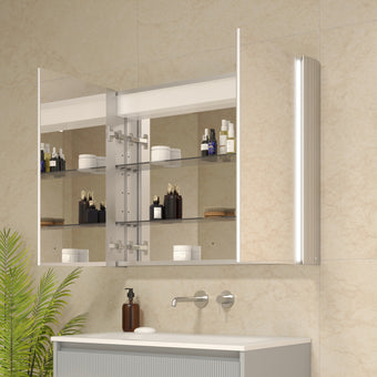 Corvina Modern Mirror Cabinet 900 x 700mm - Aluminium