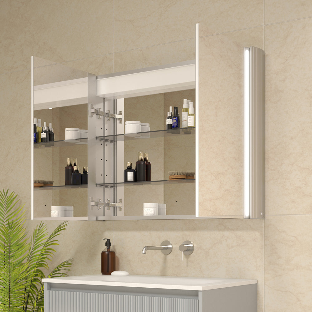 Corvina Modern Mirror Cabinet 900 x 700mm - Aluminium