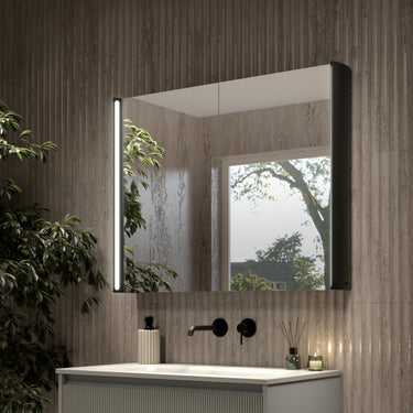 Corvina Modern Mirror Cabinet 900 x 700mm - Matt Black