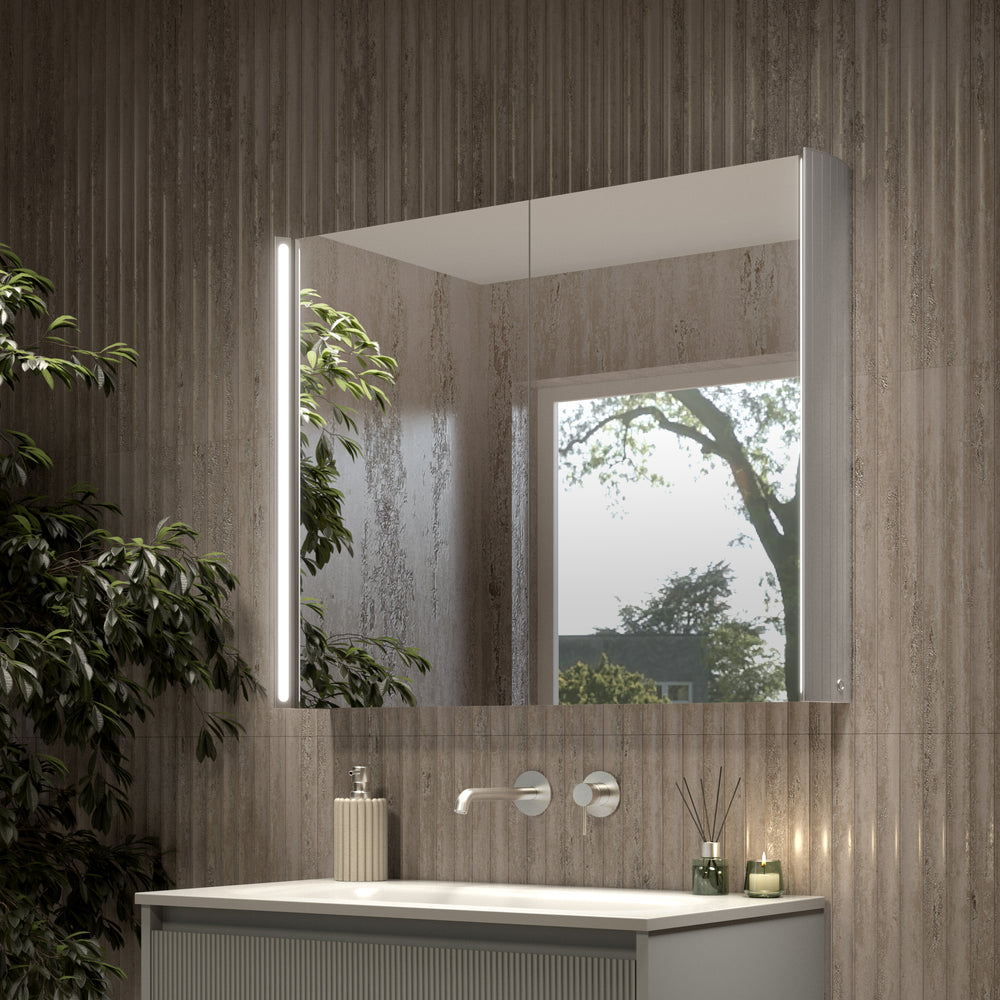 Corvina Modern Mirror Cabinet 900 x 700mm - Aluminium