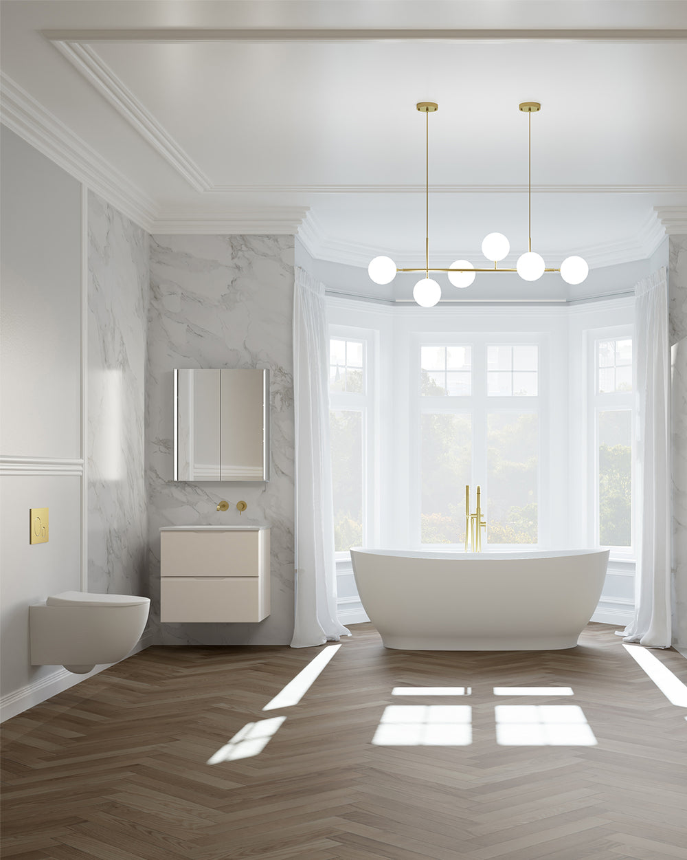 Tasca Two Drawer Vanity Unit With Beyondstone Basin - Matt Cashmere 600mm