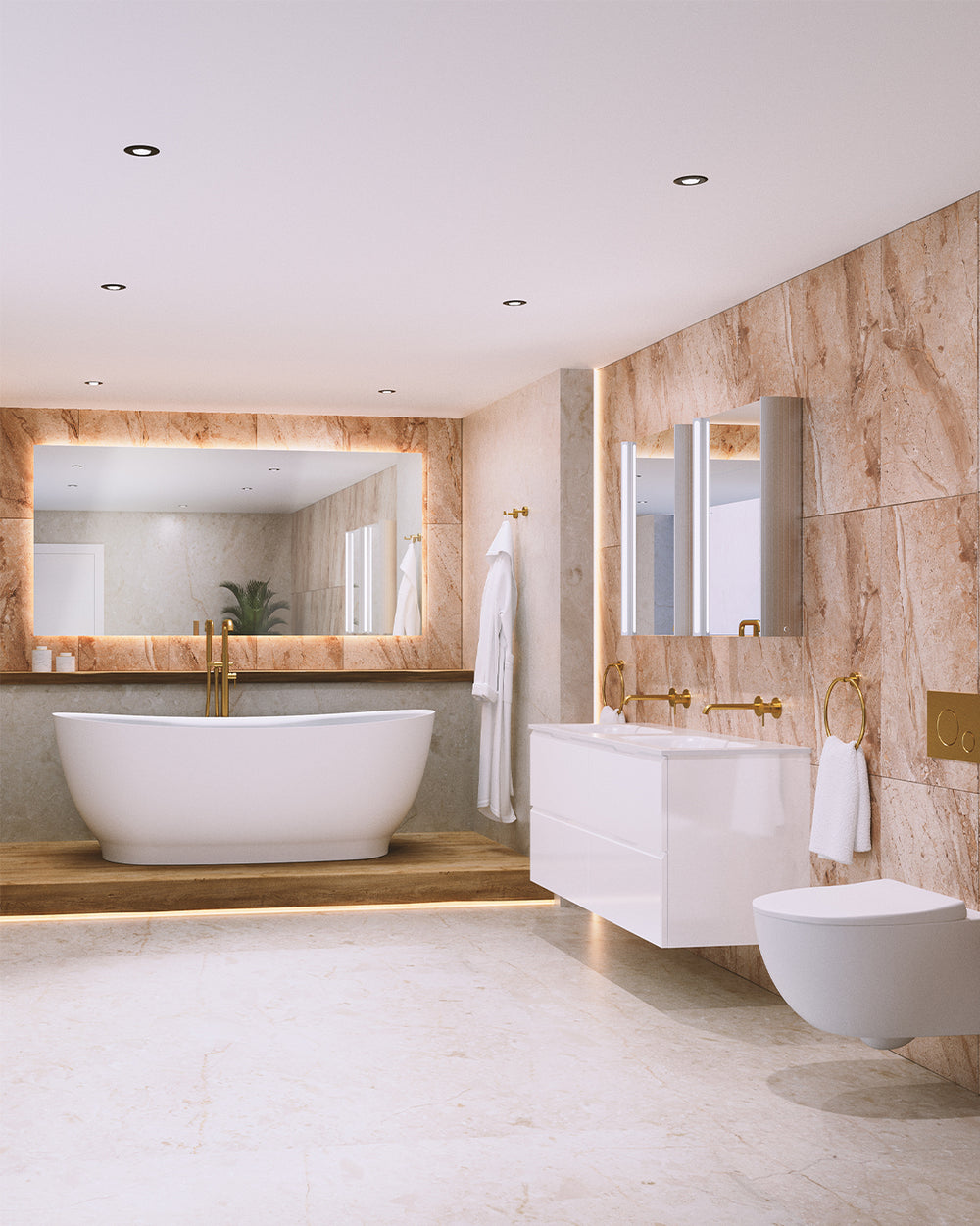 Tasca Four Drawer Vanity Unit With Beyondstone Double Basin - Gloss White 1200mm