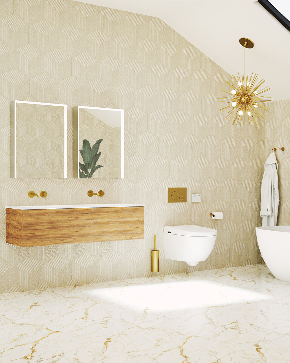 Raffinata One Drawer Vanity Unit With Beyondstone Double Basin - Oak 1200mm