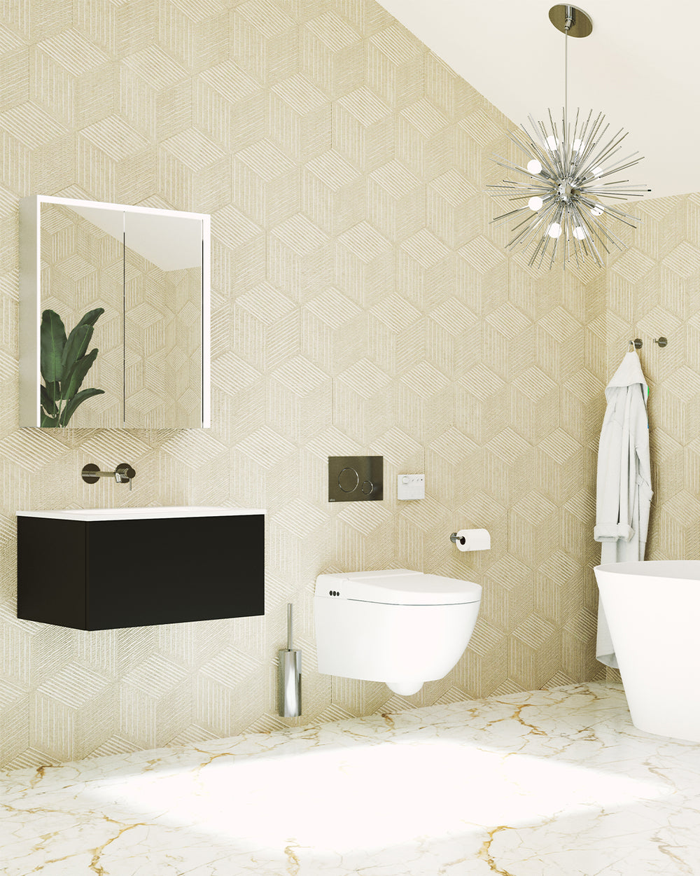 Raffinata One Drawer Vanity Unit  With Beyondstone Basin - Matt Black 600mm