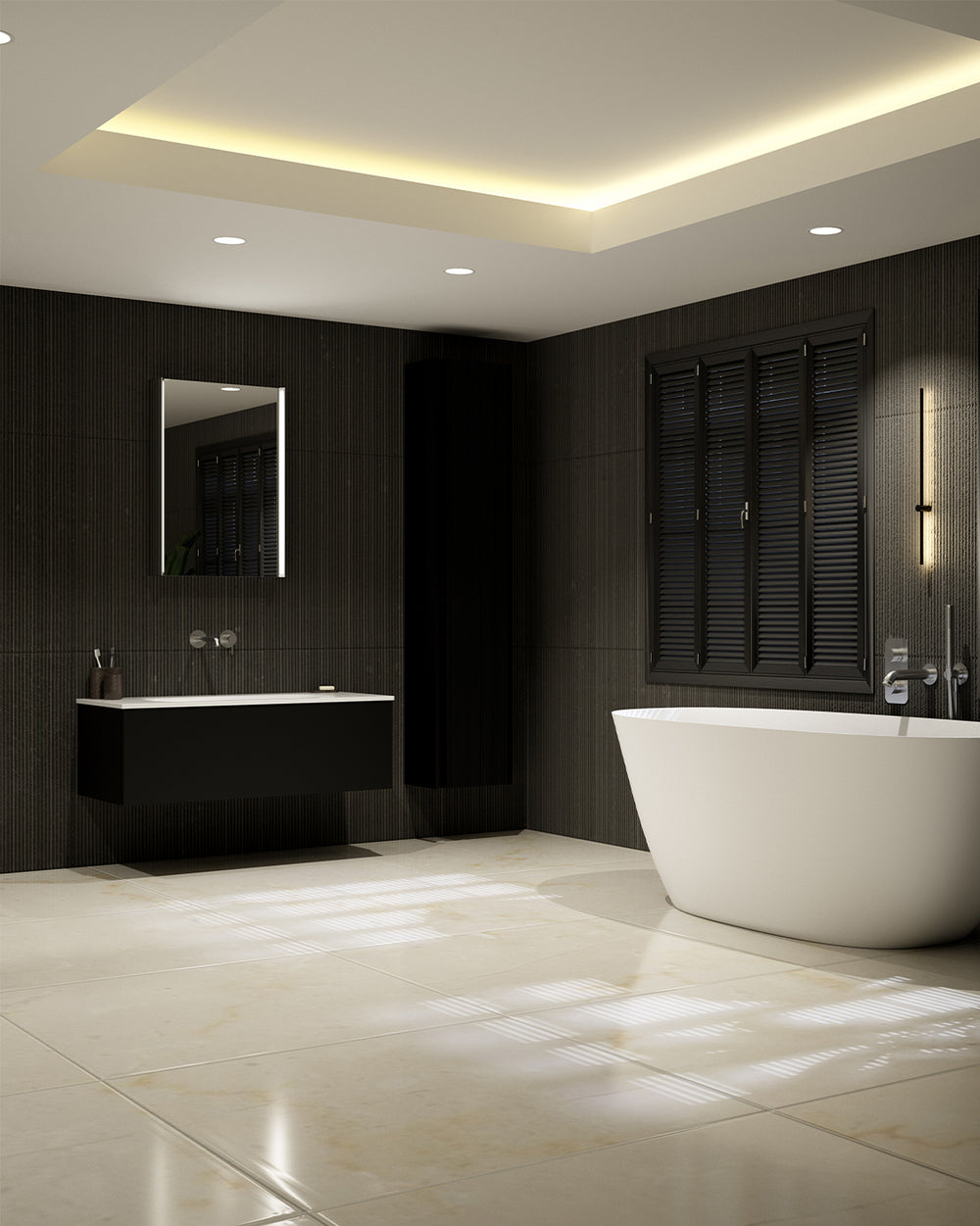 Raffinata One Drawer Vanity Unit With Beyondstone Basin - Matt Black 1000mm