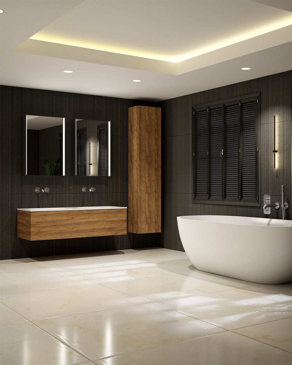 Raffinata One Drawer Vanity Unit With Beyondstone Double Basin - Oak 1200mm