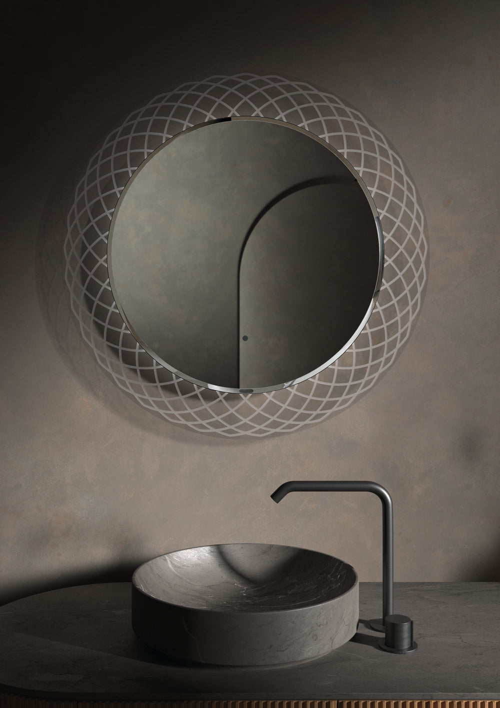Barbera Round Bathroom Mirror with Dual Lighting System - 800mm