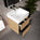 GSI Kube Bevel Slimline Double Drawer Vanity Unit With Ceramic Basin - Oak (Pacific Walnut) 500mm x 470mm