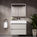 GSI Kube Bevel Slimline Double Drawer Vanity Unit With Ceramic Basin - Matt Grey 800mm x 470mm