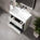 GSI Kube Bevel Slimline Double Drawer Vanity Unit With Ceramic Basin - Matt Grey 800mm x 470mm